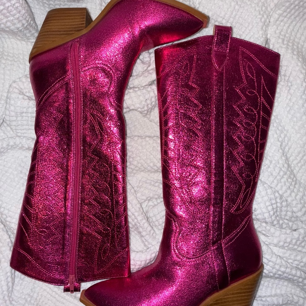 Pink Metallic Cowboy Boots